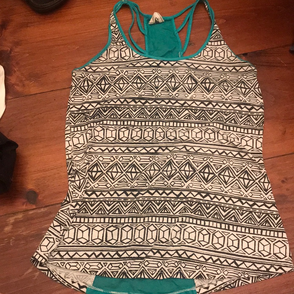 Black white and teal tank top